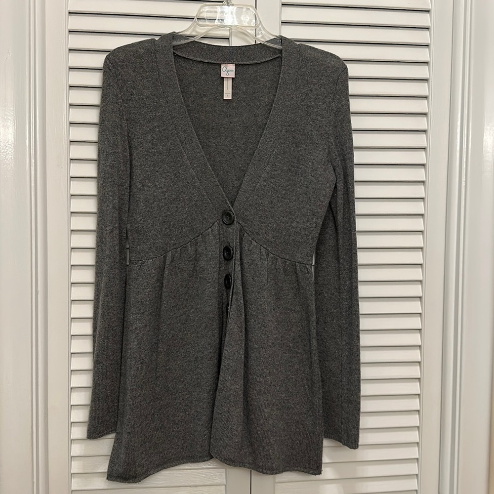 Aqua Cashmere Sweater, Size Small, Gray, Like New